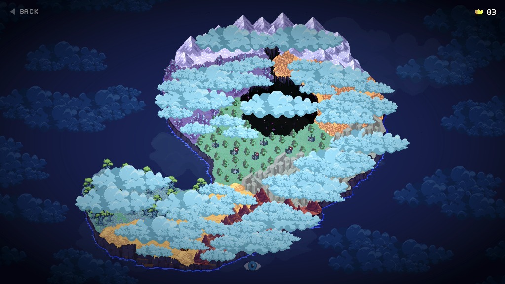 Card-based kingdom building interface showing resources, structures, and strategic options