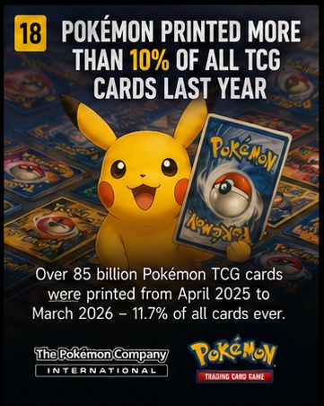 Pokémon printed more than 10 percent of all TCG cards last year