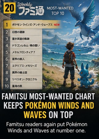 Famitsu most-wanted chart keeps Pokémon Winds and Waves on top