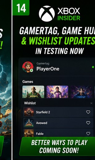 Xbox Insiders Test Gamertag, Game Hub and Wishlist Improvements
