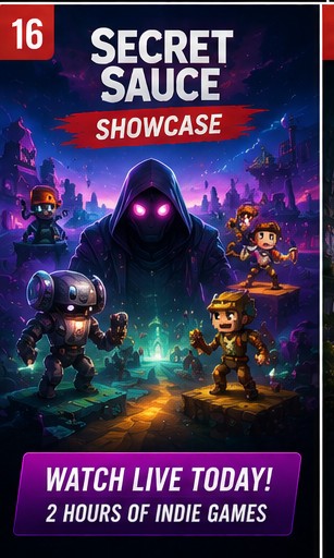 Secret Sauce Showcase Streams New Independent Games Today