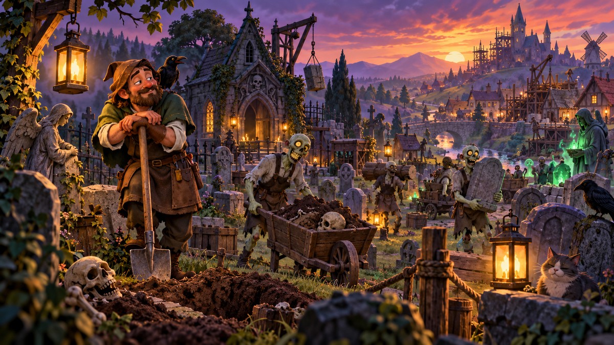 Graveyard Keeper 2 Opens for Business With More Corpses, Automation and Questionable Entrepreneurship — original editorial gaming news illustration